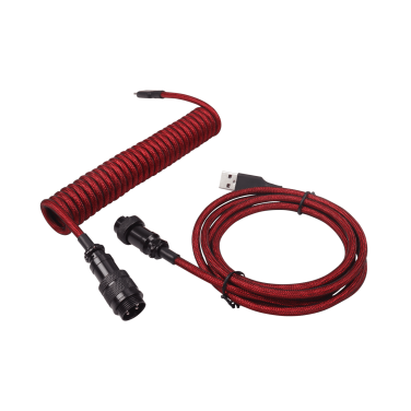 KEYBOARD COILED CABLE [ BLACK RED - BLACK ]