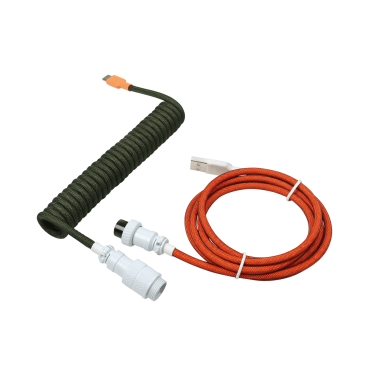 KEYBOARD COILED CABLE [ DARK GREEN - WHITE ]
