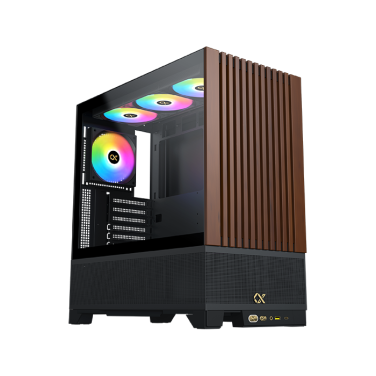 XIGMATEK CASE ENDORPHIN WOOD BLACK ATX CASE 4 ARGB FANS