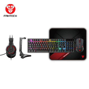 FANTECH P51 BLACK 5 IN 1 COMBO [ KEYBOARD - MOUSE - HEADSET - MOUSEPAD - HEADSET STAND ]