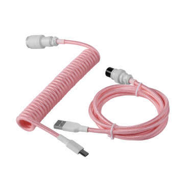 KEYBOARD COILED CABLE [ PINK - WHITE ]