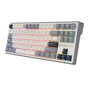 ROYAL KLUDGE RK R87 PRO 88% CREAMY SWITCH [ ENGLISH & ARABIC ] HALF GREY WIRED KEYBOARD