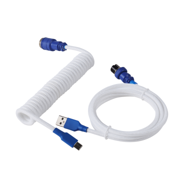 KEYBOARD COILED CABLE [ WHITE - BLUE ]
