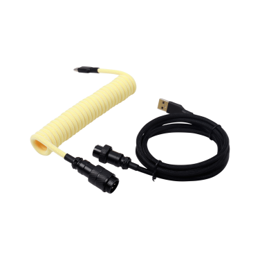 KEYBOARD COILED CABLE [ YELLOW & BLACK - BLACK ]